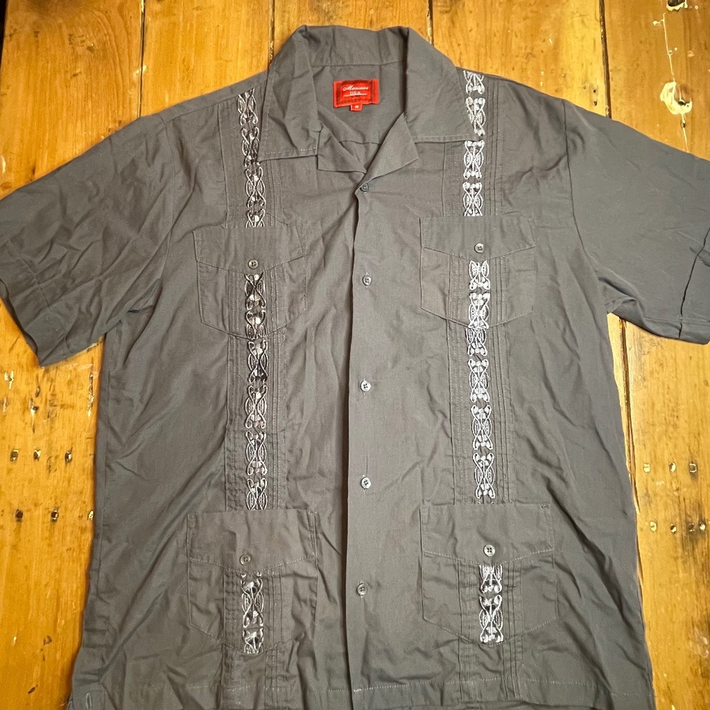Vintage Maximos Short-Sleeve Guayabera Shirt Size M